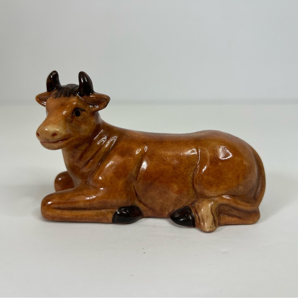 Holiday By Kirklands Nativity Set Hand Painted Replacement Cow Ox Brown Laying